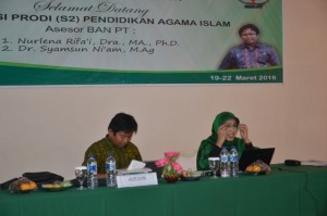 Tim Assesor BAN-PT Nurlena Rifai, Dra., MA., Ph.D dan Syamsun Ni'am, Dr., M. Ag Assesor yang memvisitasi Prodi Pendidikan Agama Islam (PAI)