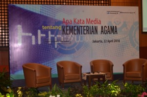Seminar Hasil Monitoring dab Analisis Media Periode Bulan Januari - Maret 2016 di Auditorium HM Rasjidi Kemenag RI Jln. HM Thamrin Jakarta.