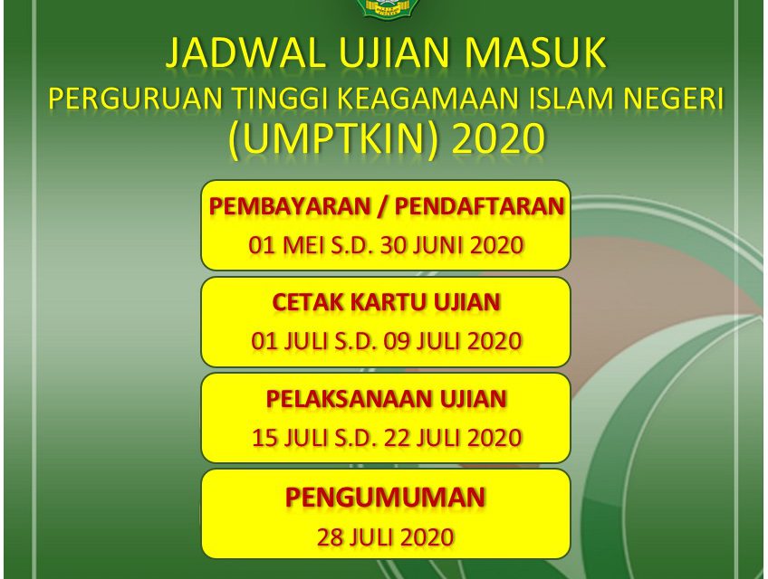 Surat Edaran Jadwal Ujian Masuk Jalur UM-PTKIN Tahun 2020